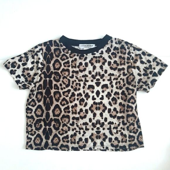 Cotton Emporium Leopard Animal Print Crop Top - Picture 1 of 6